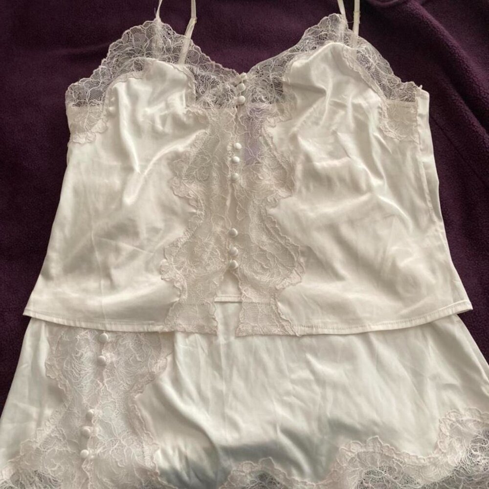 Savage X Fenty set - Ivory satin and lace skirt / slip with cami & bralette.